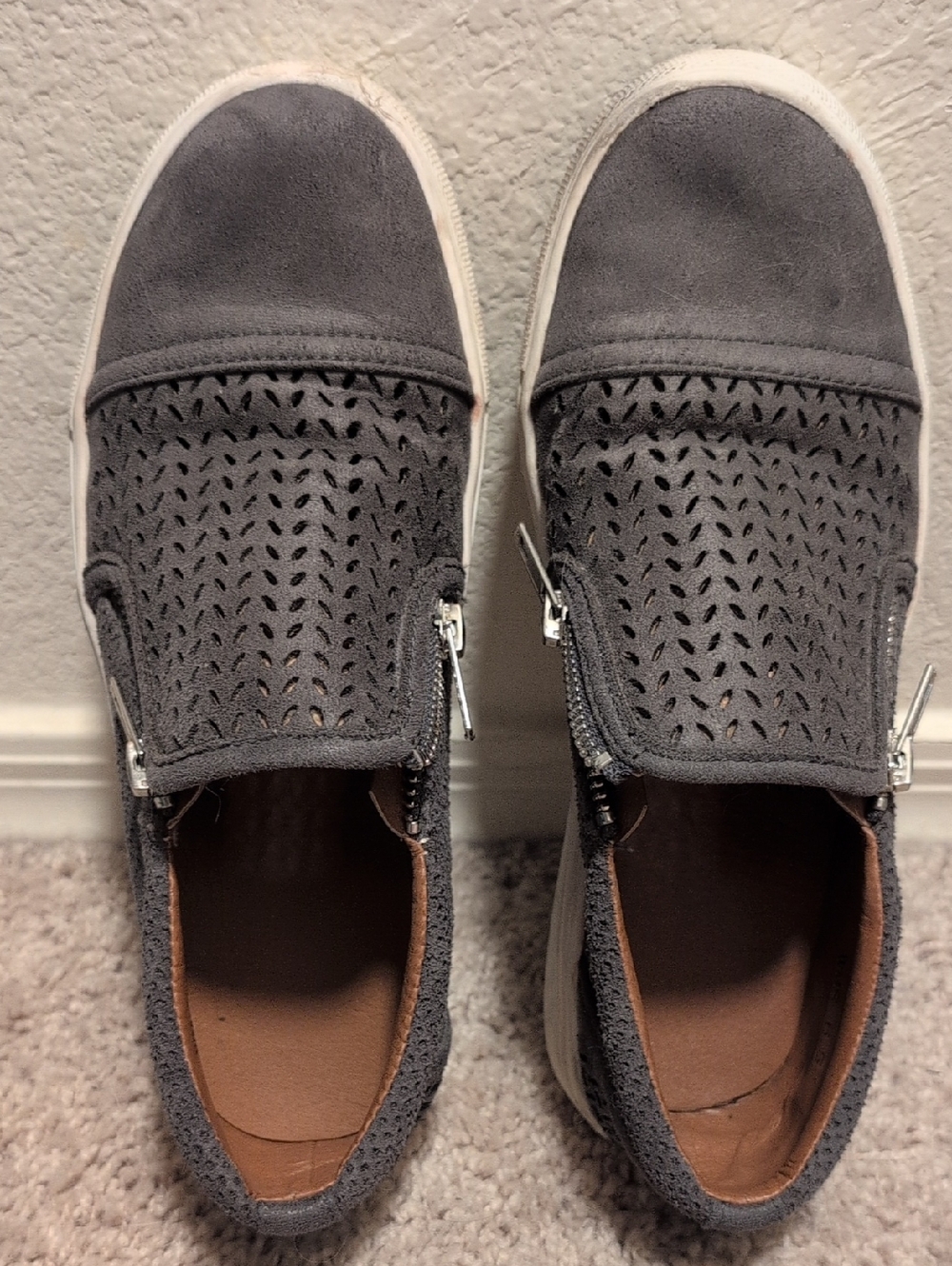 Gray Raport Alexa Slip-On Perforated Suede Sneakers
